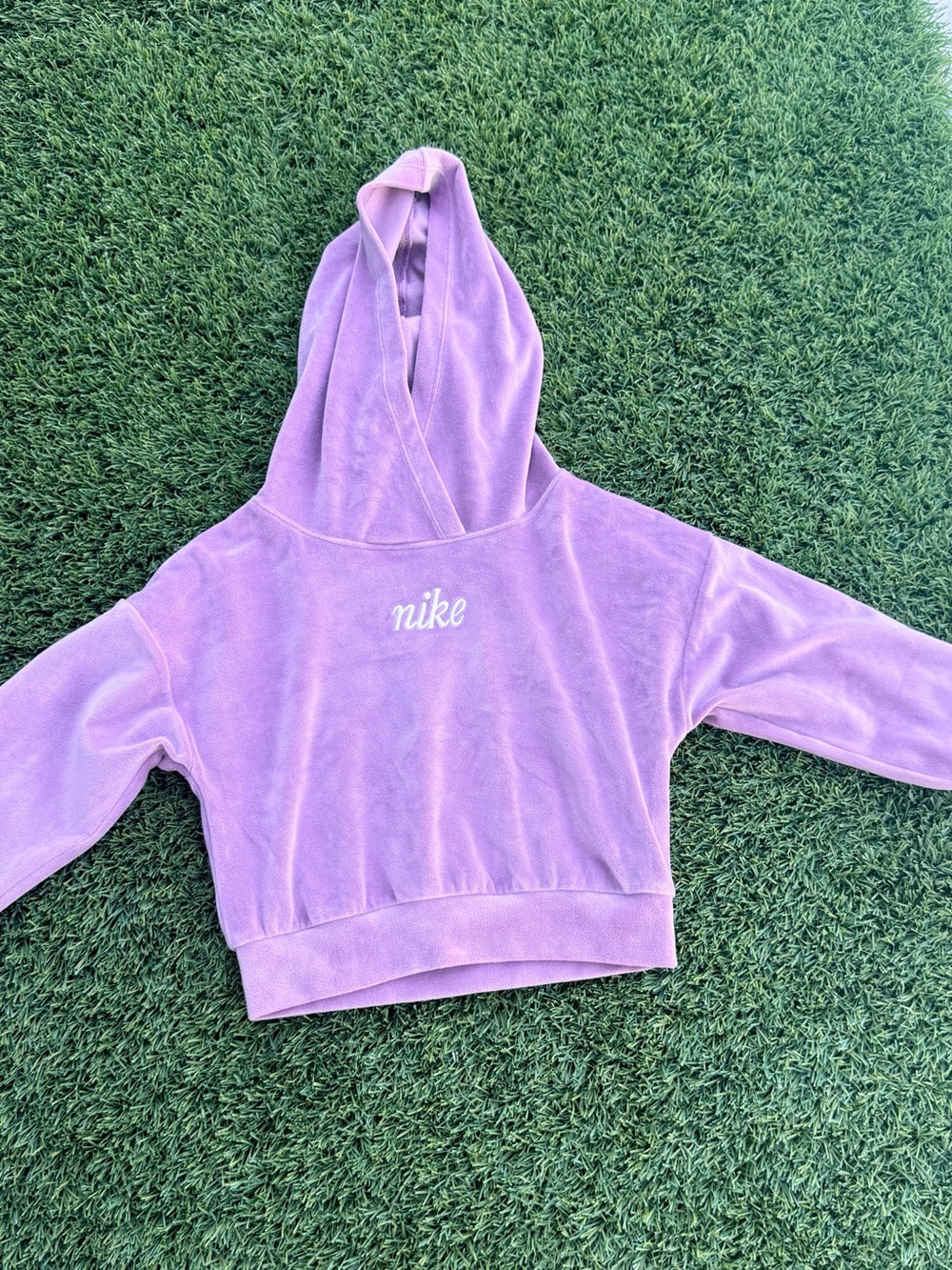 Nike Girls' Lavender Velour Hooded Pullover